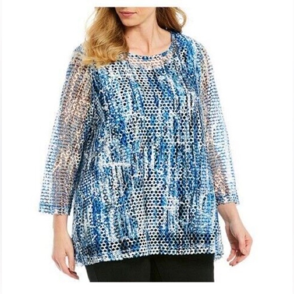 Ali Miles Mesh Shirt with 3/4 sleeve in Large